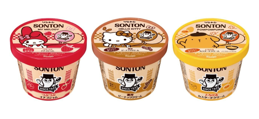マイメロディ×イチゴ、キティ×ピーナッツ、ポムポムプリン
